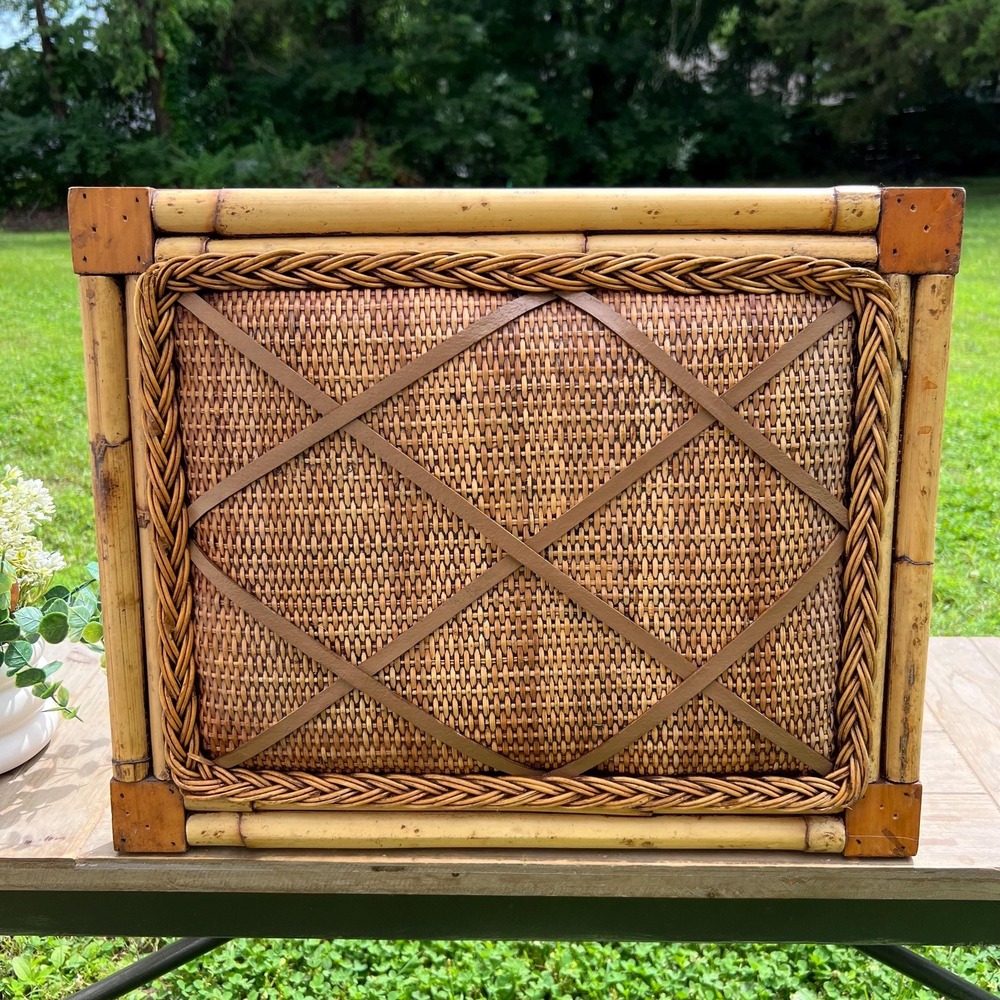 Vintage Bamboo & Rattan Message Bulletin Board